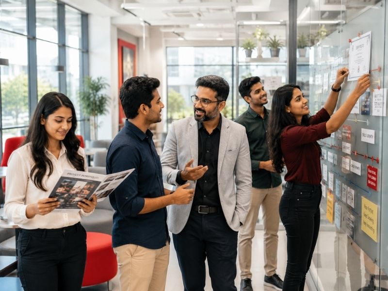 Indian students preparing for technology careers at InnoNexus Mohali through mentorship, portfolio development, and professional growth activities