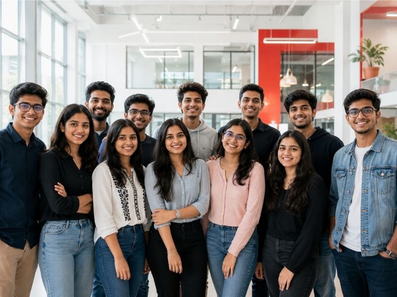 Group of Indian students and graduates at InnoNexus Mohali representing AI, Data Science, Machine Learning, Python, and technology career programs